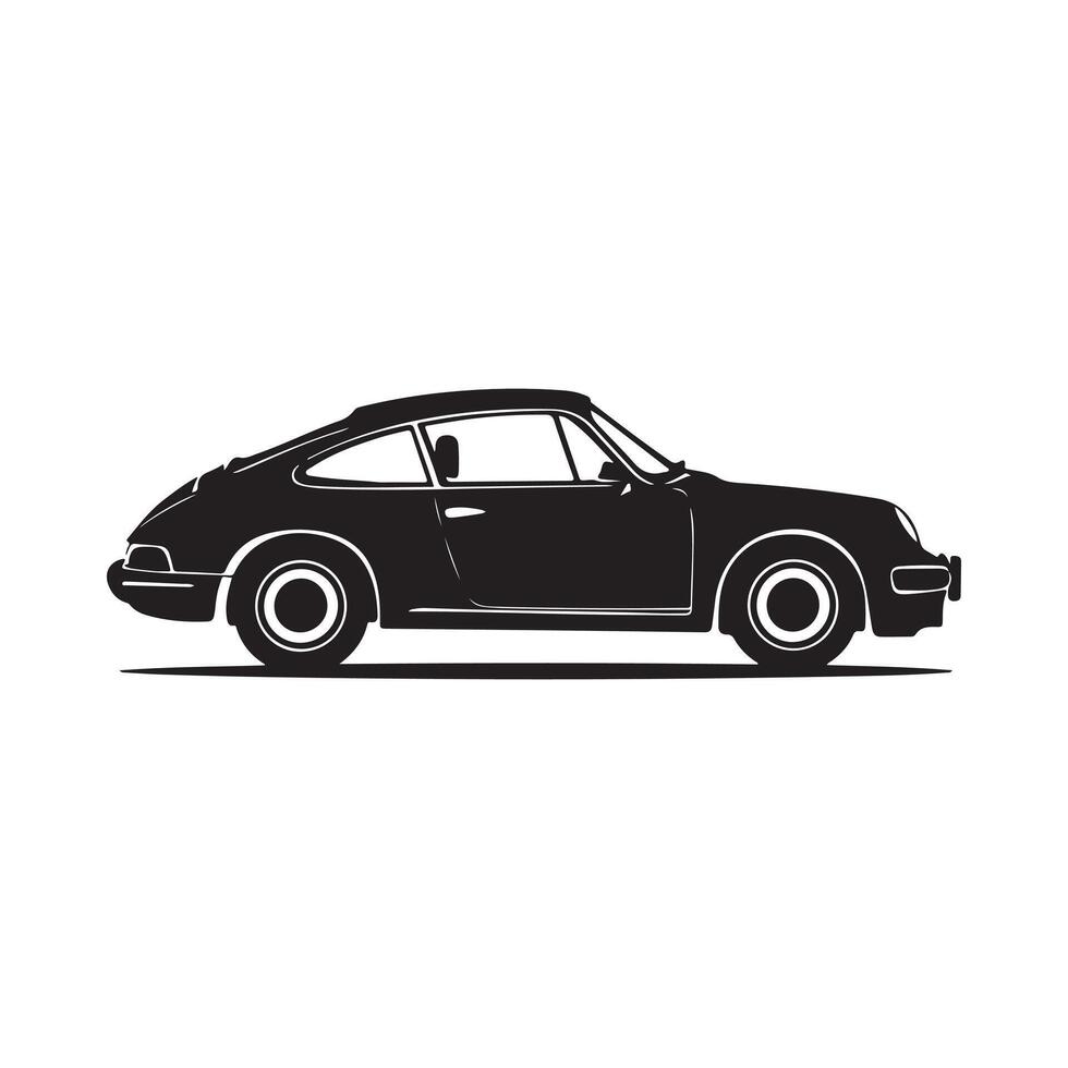 Classic Porsche Silhouette A Striking Black and White Design vector