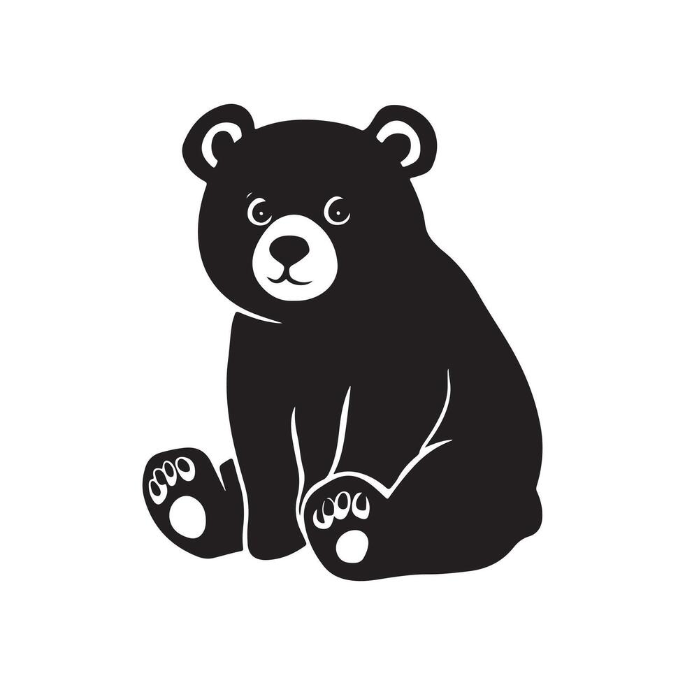 Cute Black Bear Silhouette T shirt Graphic Style vector
