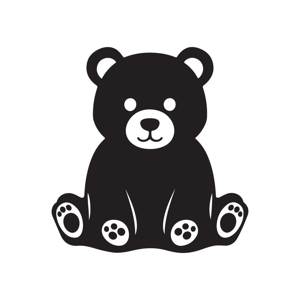 Cute Black Bear Silhouette for Kids' Design vector