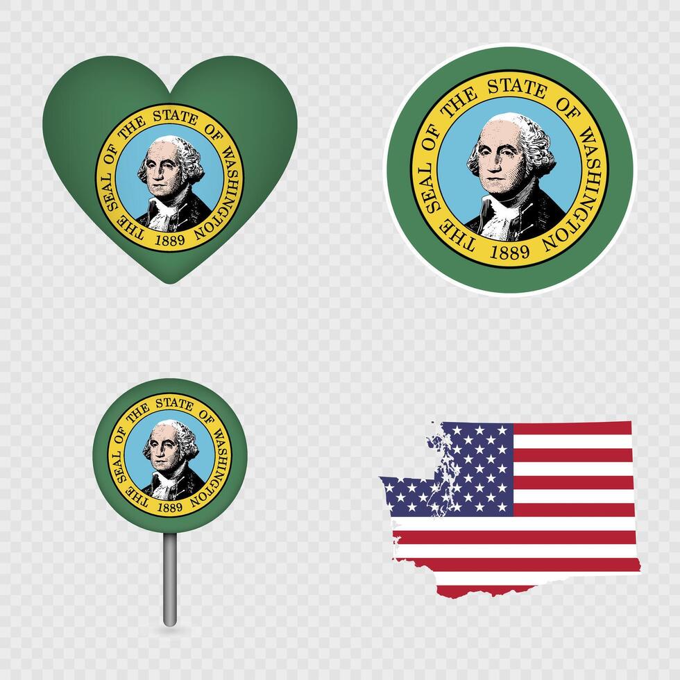 Washington State Flag Icons Pack. illustration. vector