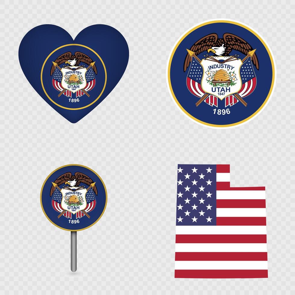 Utah State Flag Icons Pack. illustration. vector