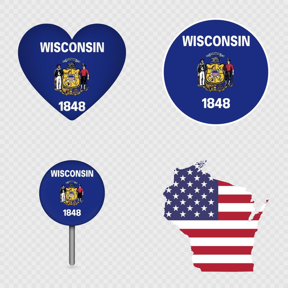 Wisconsin State Flag Icons Pack. illustration. vector