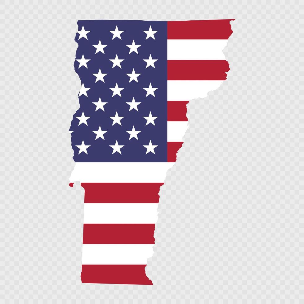 Vermont state map with American national flag. vector