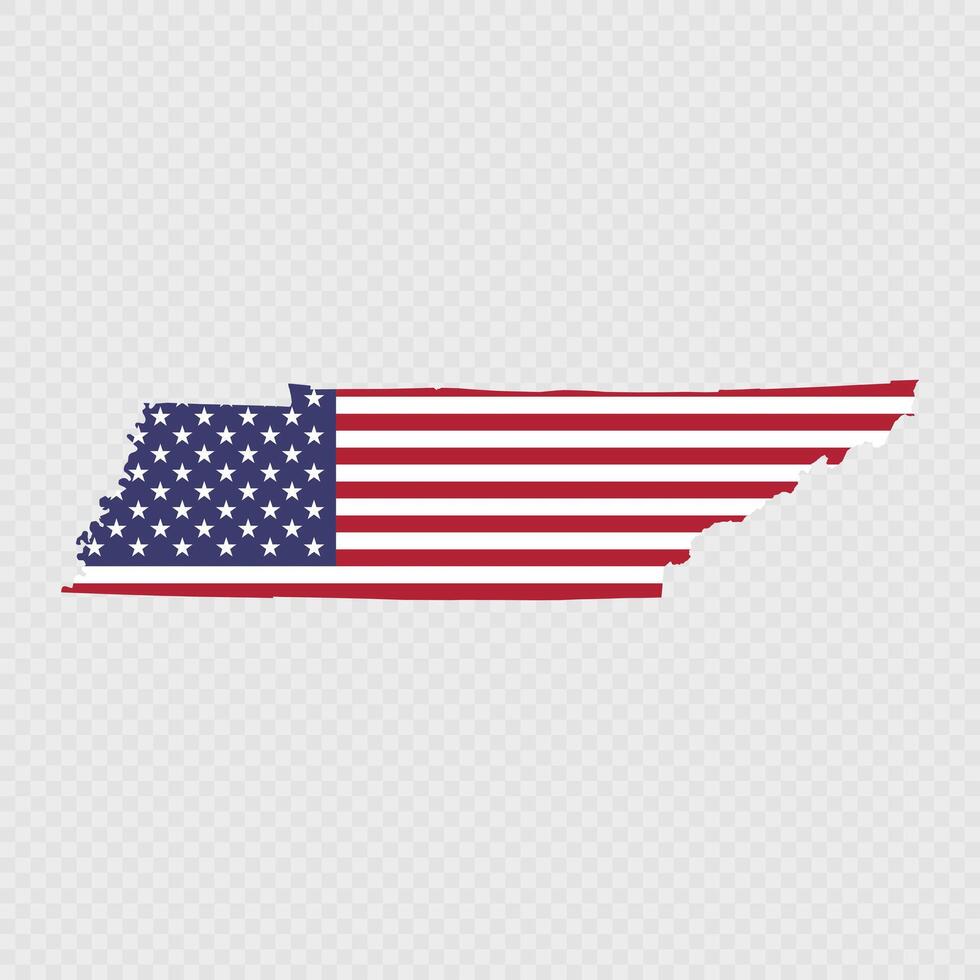 Tennessee state map with American national flag. vector