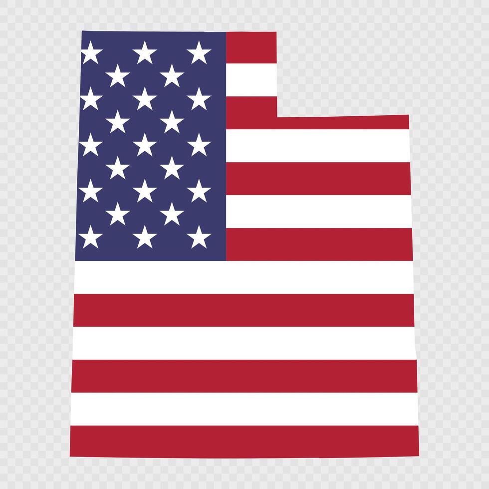 Utah state map with American national flag. vector