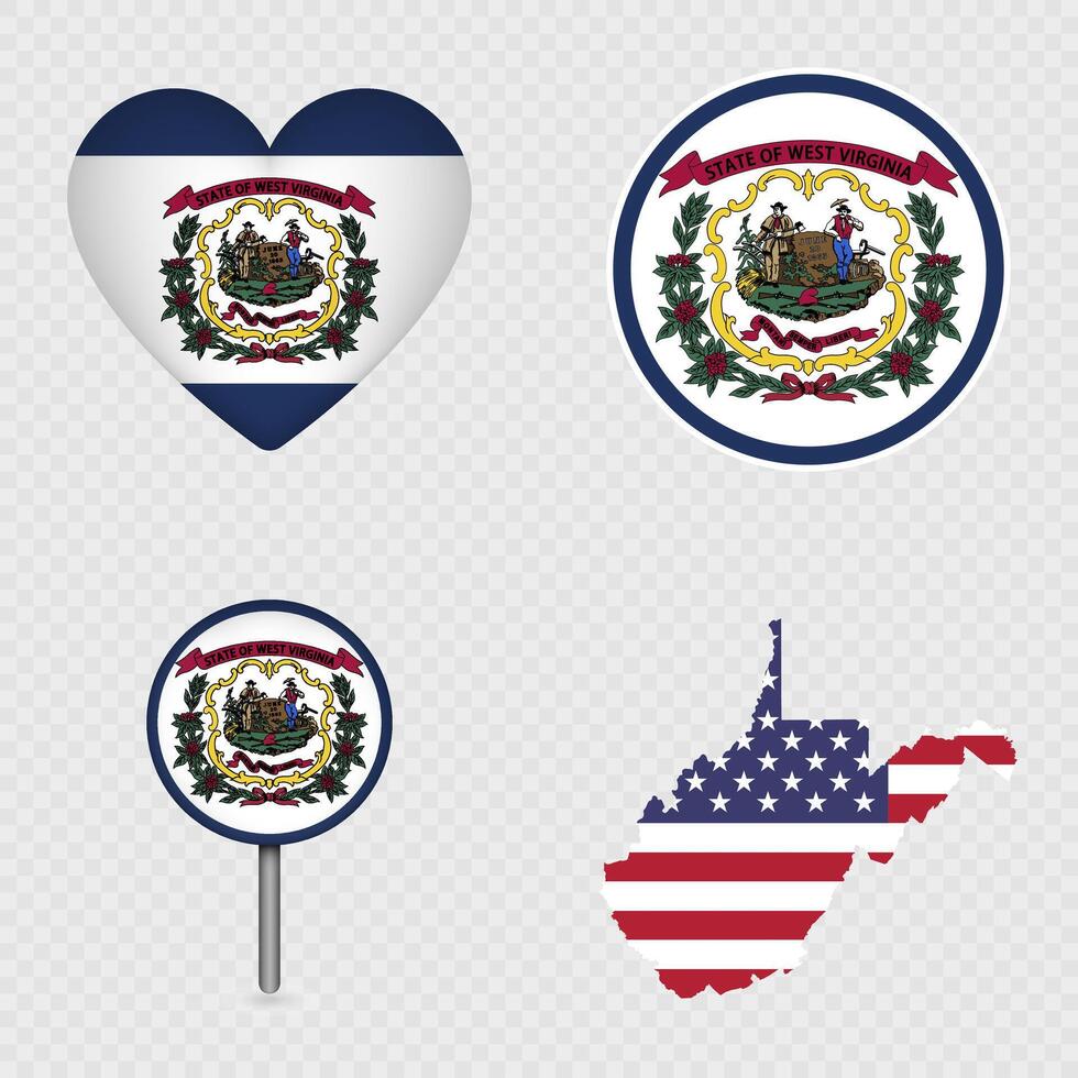 West Virginia State Flag Icons Pack. illustration. vector