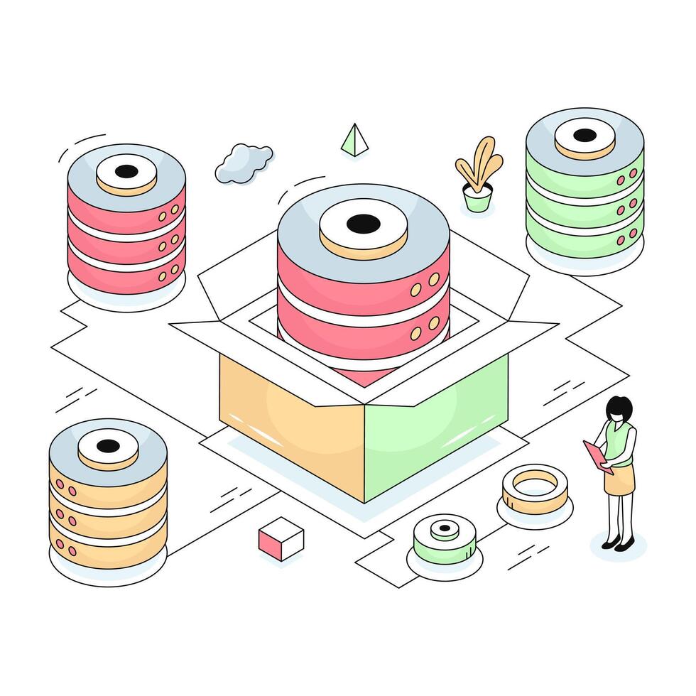 Data Center Isometric Illustration vector