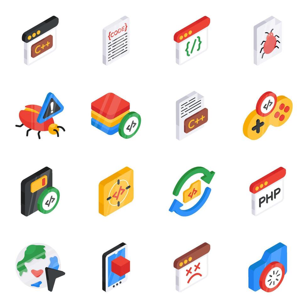 Set of Internet of things Isometric Icons vector