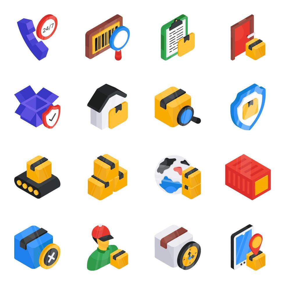 Set of Logistic Isometric Icons vector