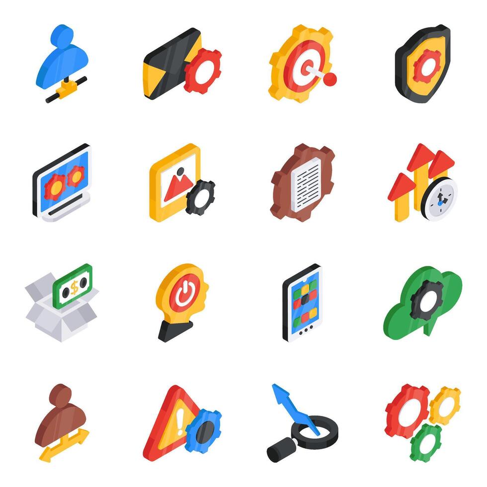 Set of Data Development Flat Icons vector