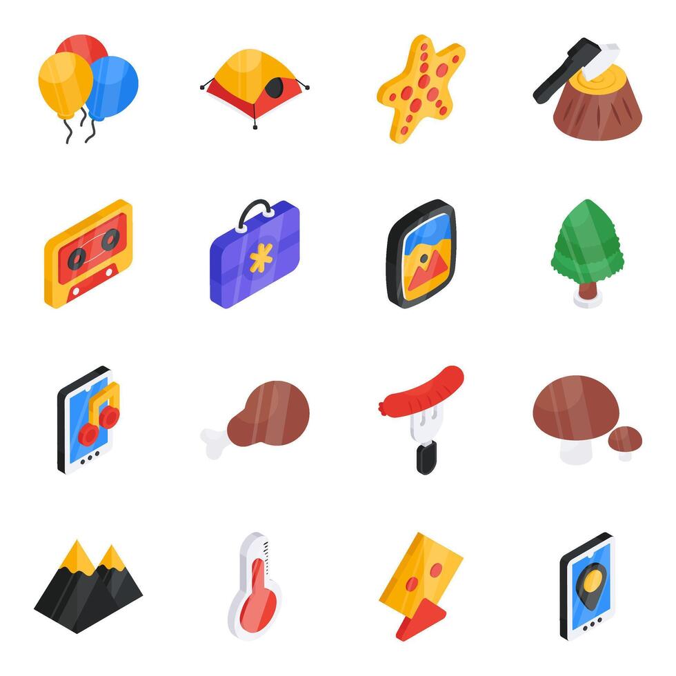 Pack of Holiday Flat Icon vector