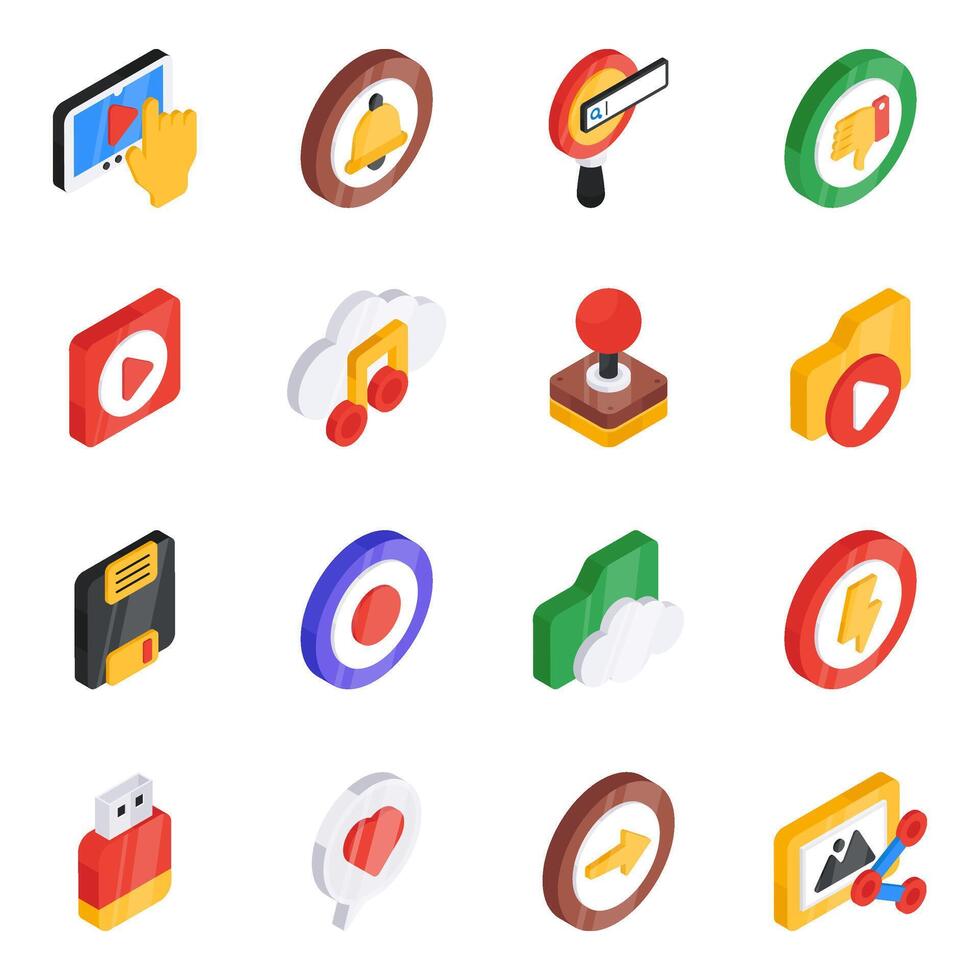 Set of Multimedia Flat Icons vector