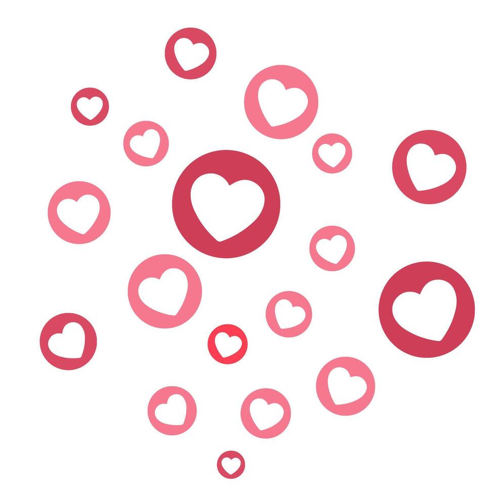 Colorful heart shapes, red and pink, floating in various sizes, minimal design in cute style for Valentine's Day, romance, affection and love concepts, isolated icon on white background vector