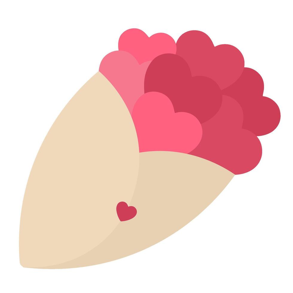 Cute and lovely bouquet with red and pink heart in cone shape, designed with a cute style for Valentine's Day, isolated on a white background, perfect for expressing love vector