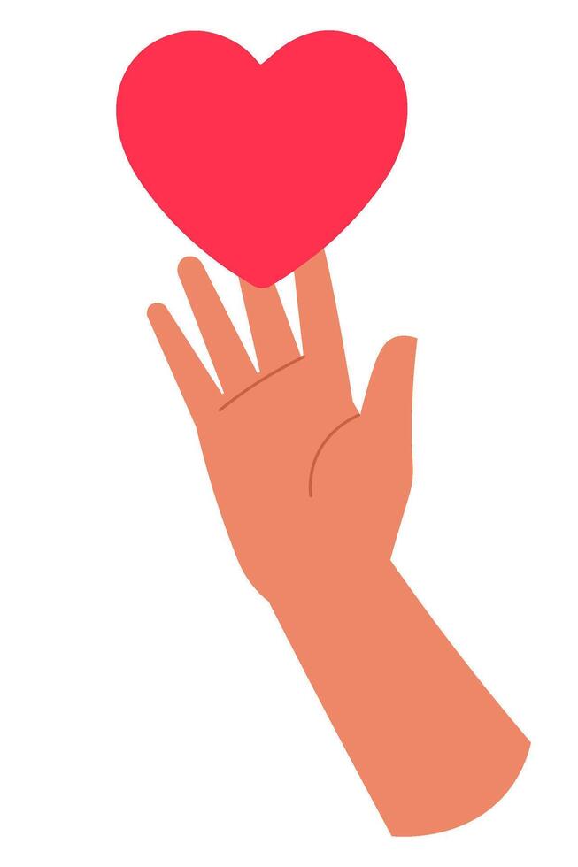 Hand holding red heart symbolizes love and affection, designed in red colors with cute style, perfect for Valentine's Day, featuring romance concept, isolated on white vector