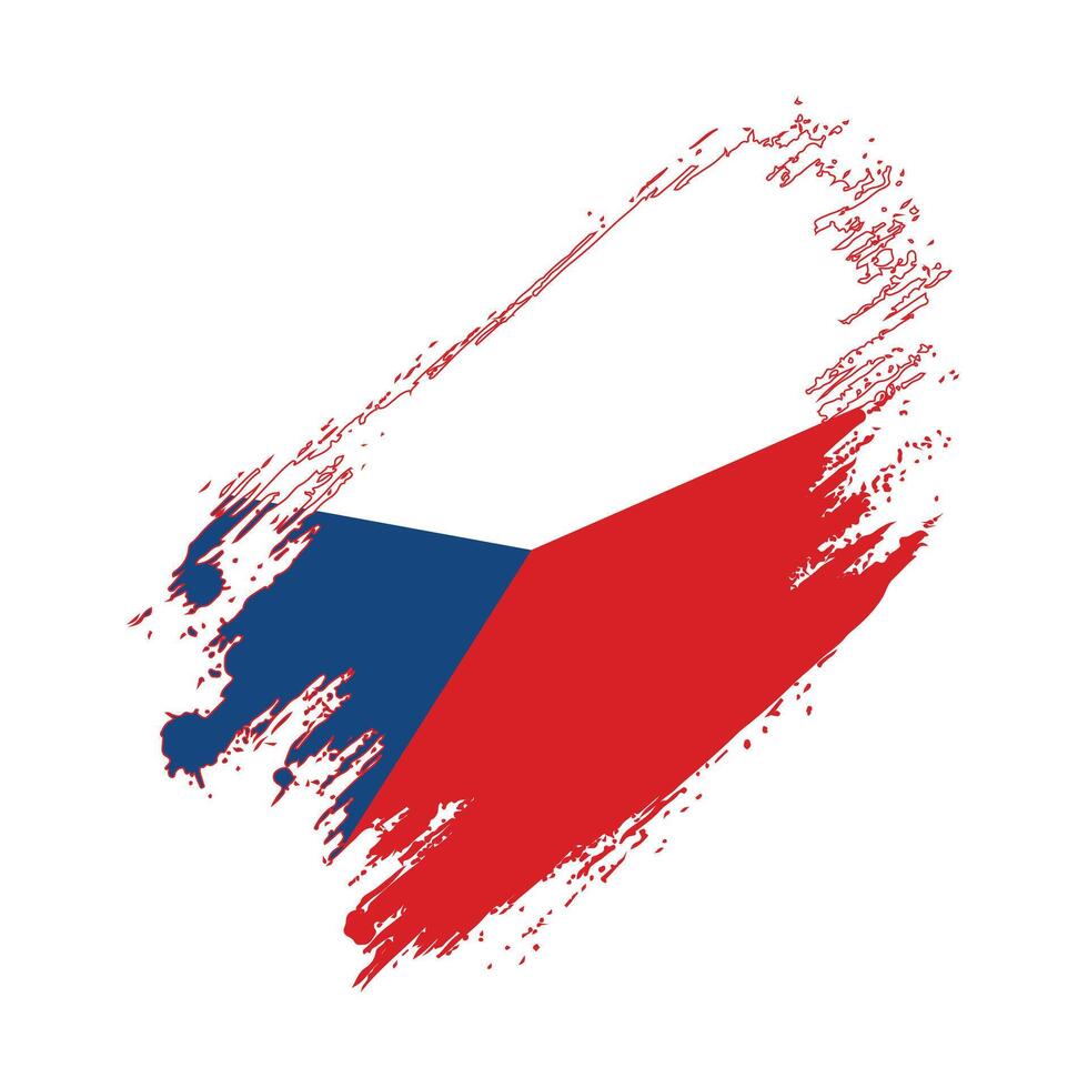 the czech flag painted on a white background vector