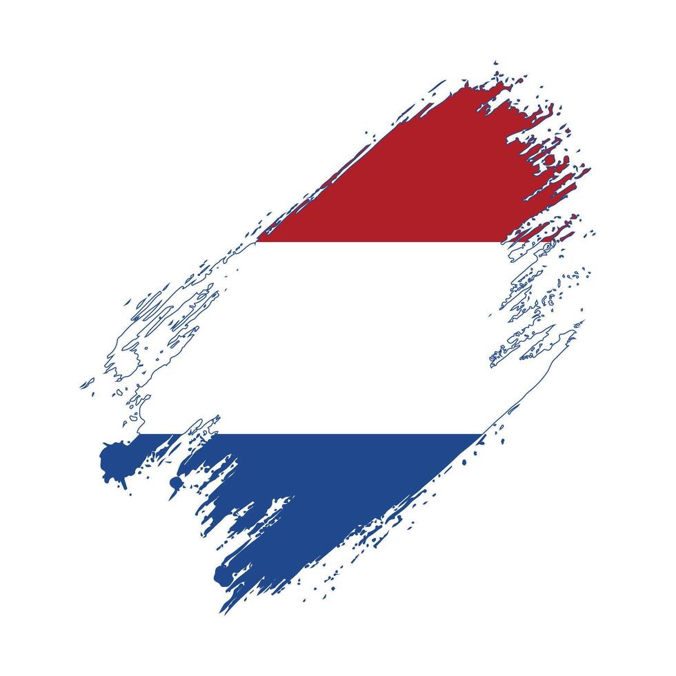 the flag of netherlands painted with brush strokes vector