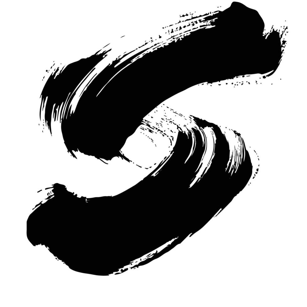 a black brush stroke painted on a white background vector