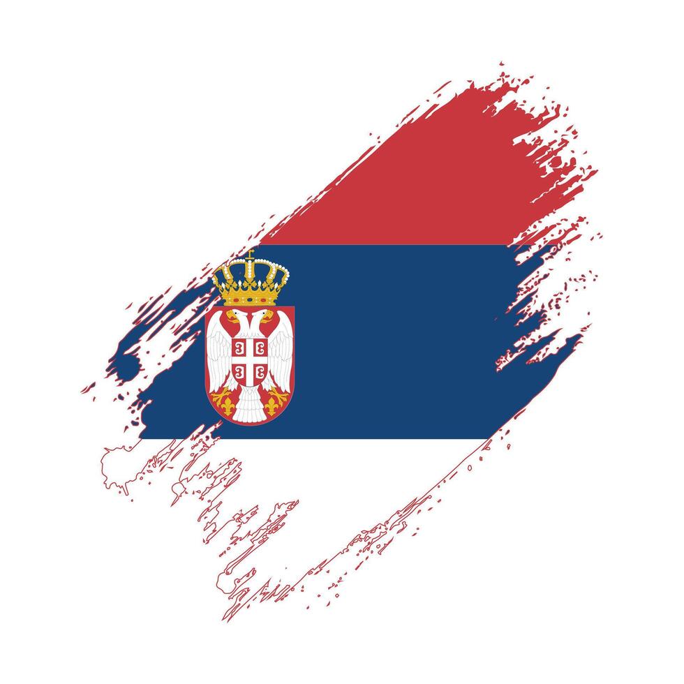 the flag of serbia painted on a white background vector