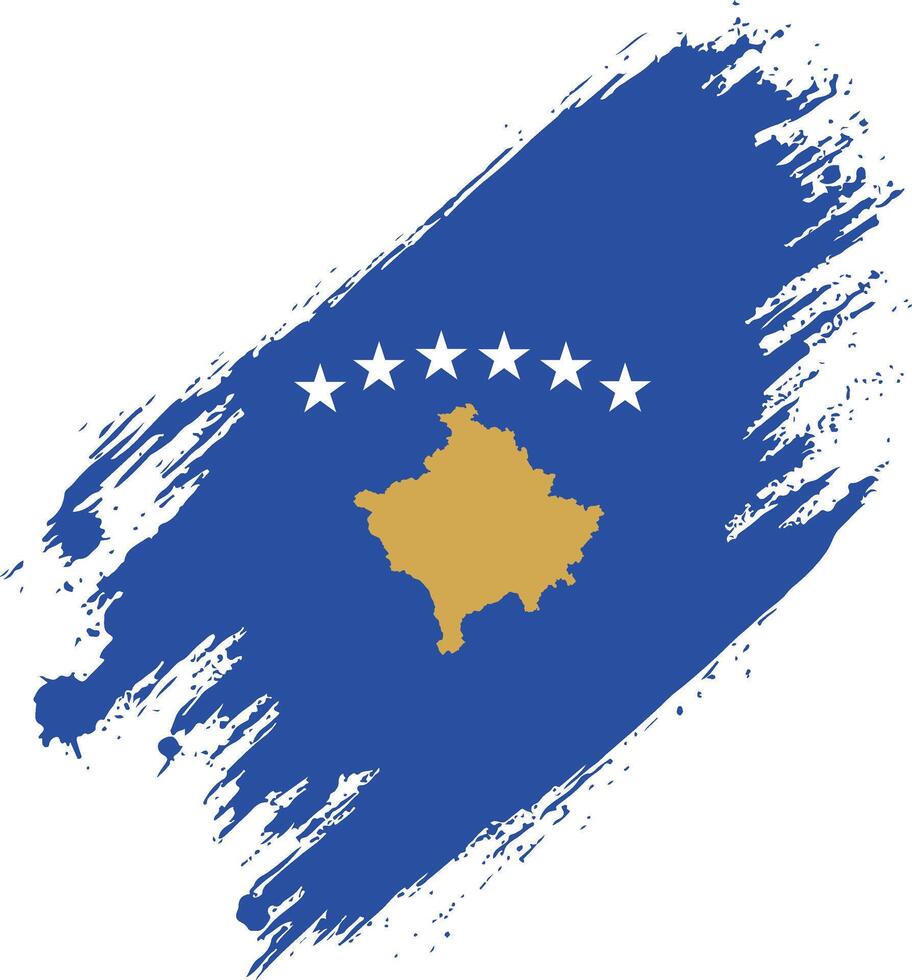 the flag of kosovo painted with a brush stroke vector