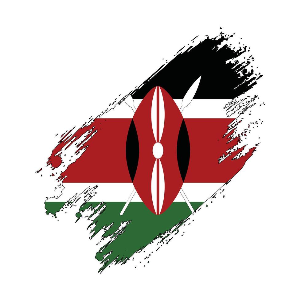 the flag of kenya is painted on a white background vector