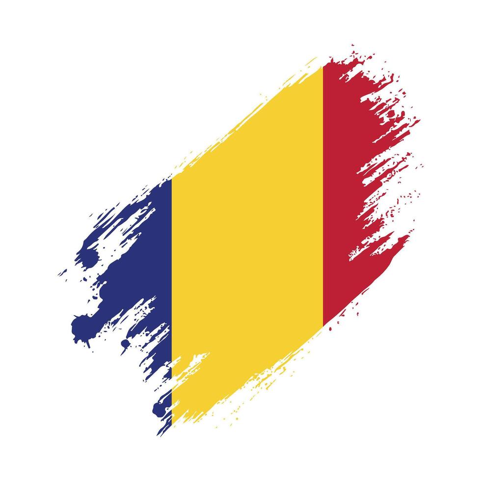 the flag of chad painted on a white background vector