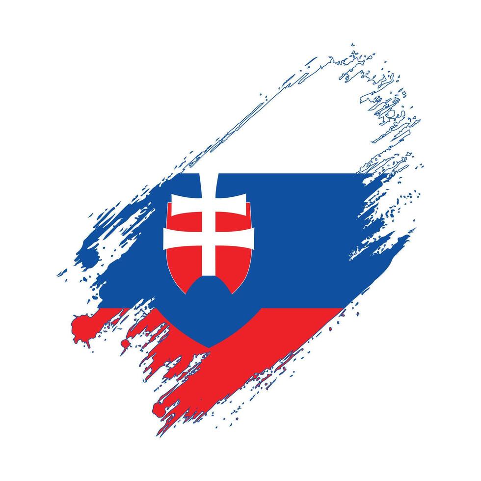 the flag of Slovakia painted on a white background vector