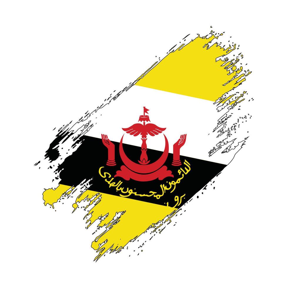 the flag of brunei is painted on a white background vector