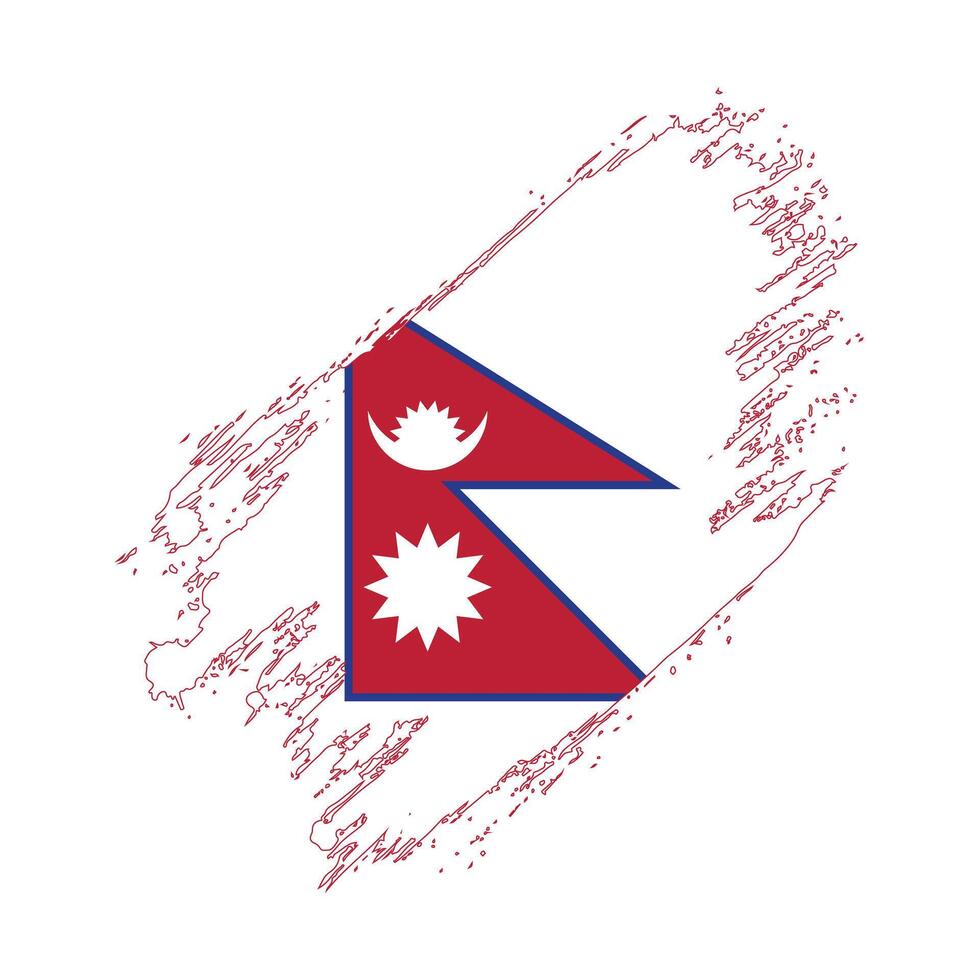 the nepal flag with a red, white and blue color vector