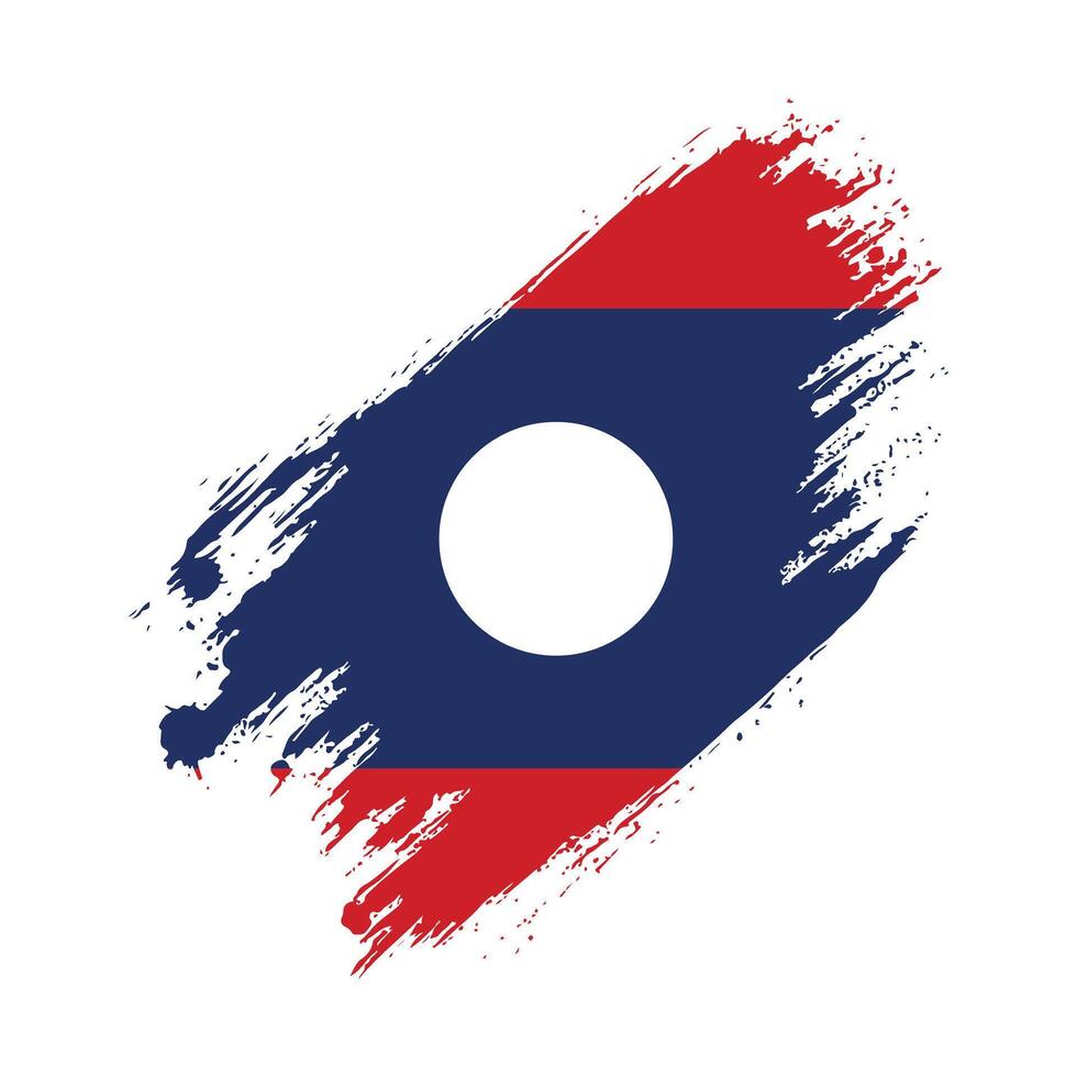 the flag of laos is painted on a white background vector