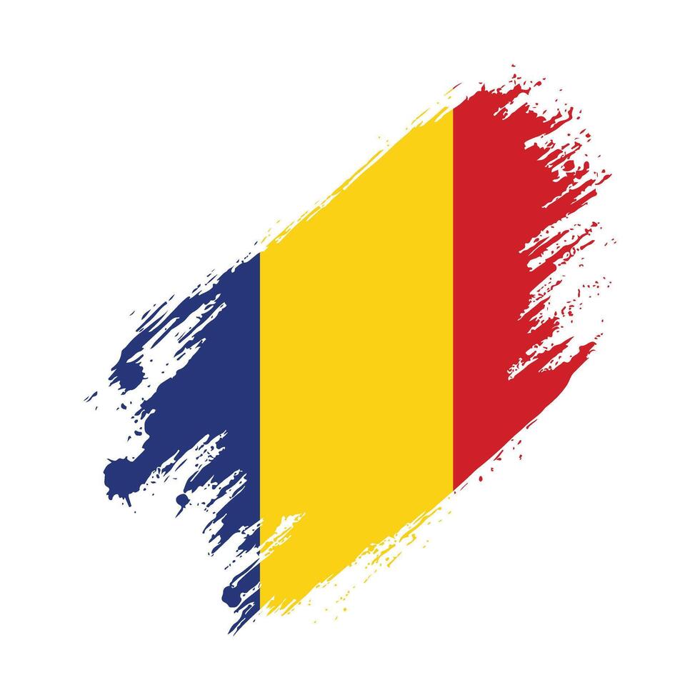 the flag of romania painted on a white background vector