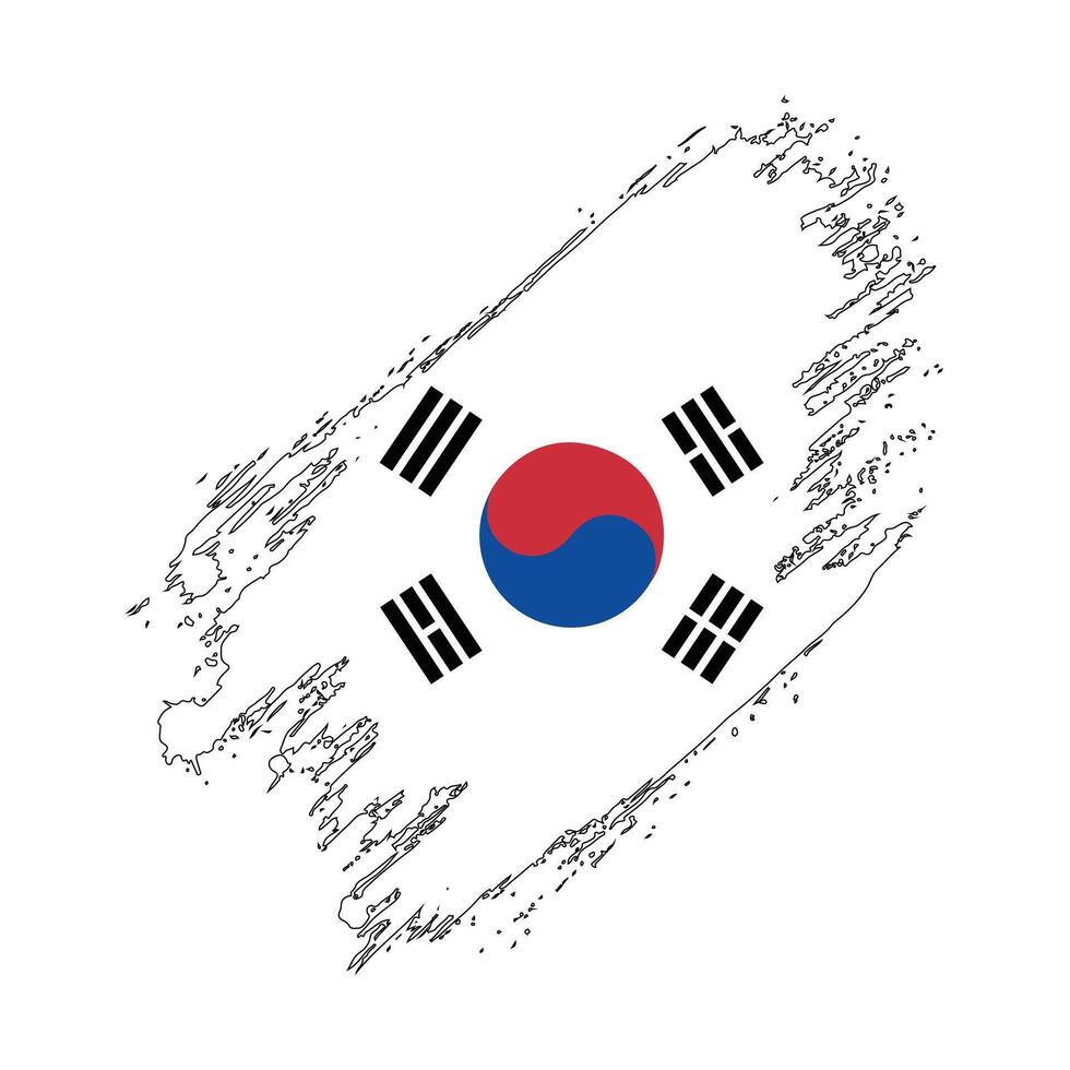 the flag of south korea is drawn on a white background vector