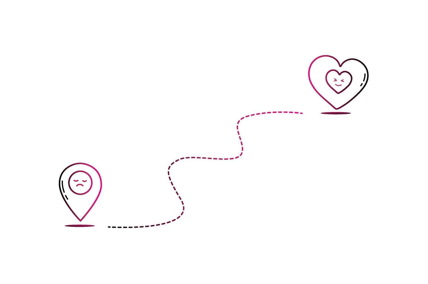 Distance love concept distance path illustration minimalist style. doodle location route vector