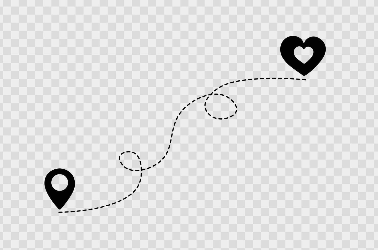 Hand draw Maps distance, path to love Illustration vector