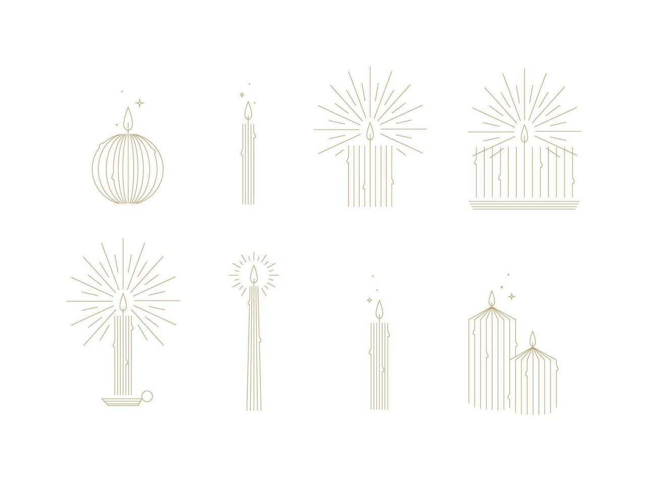 Candle set different forms and shapes drawing in art deco style on white background vector