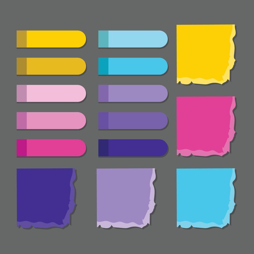 illustration is a set of multi-colored paper stickers for making a daily planner. Little scraps of note paper. vector