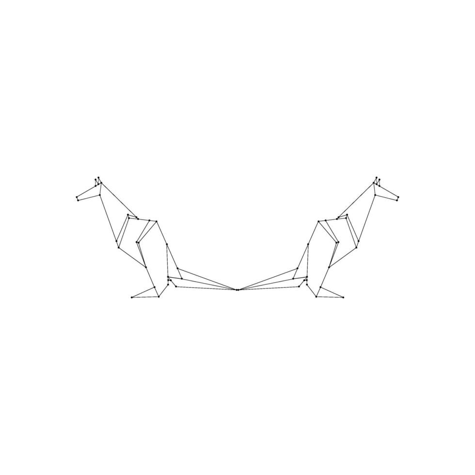 Pair Kangaroo Polygonal Lines, can use for Logo, Pictogram, Animal Figure, Website, Apps, or Graphic Design Element. vector