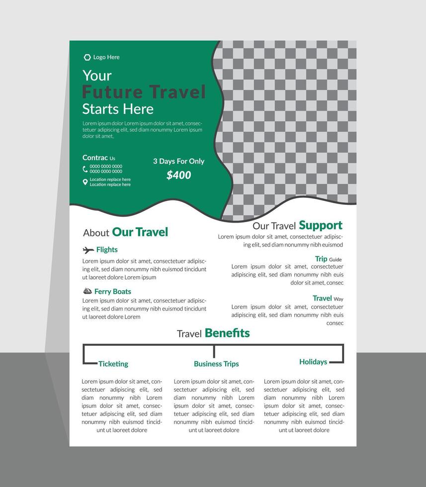 Travels corporate flyer design template vector