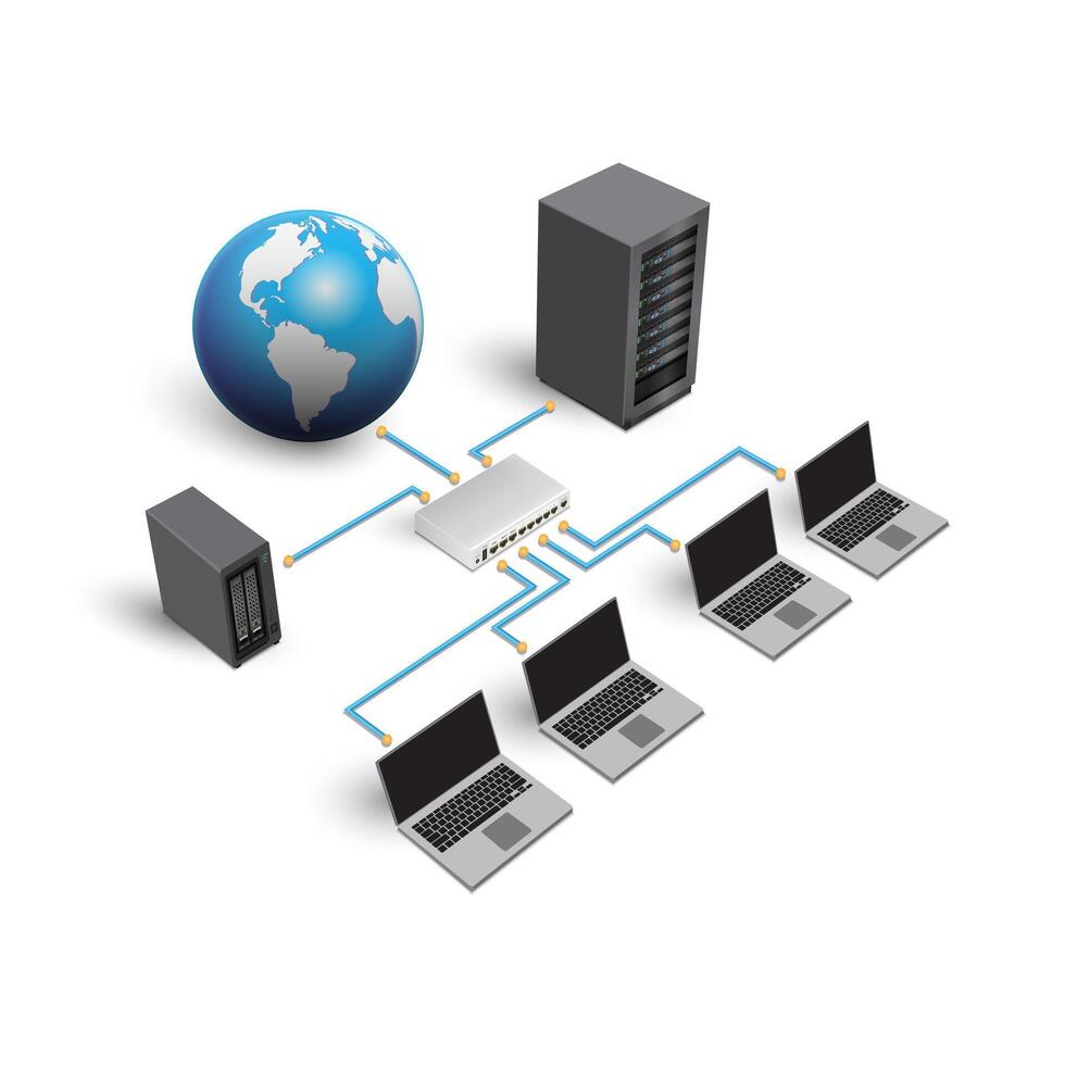 3D global networking concept. Wide area network. illustration EPS 10. vector