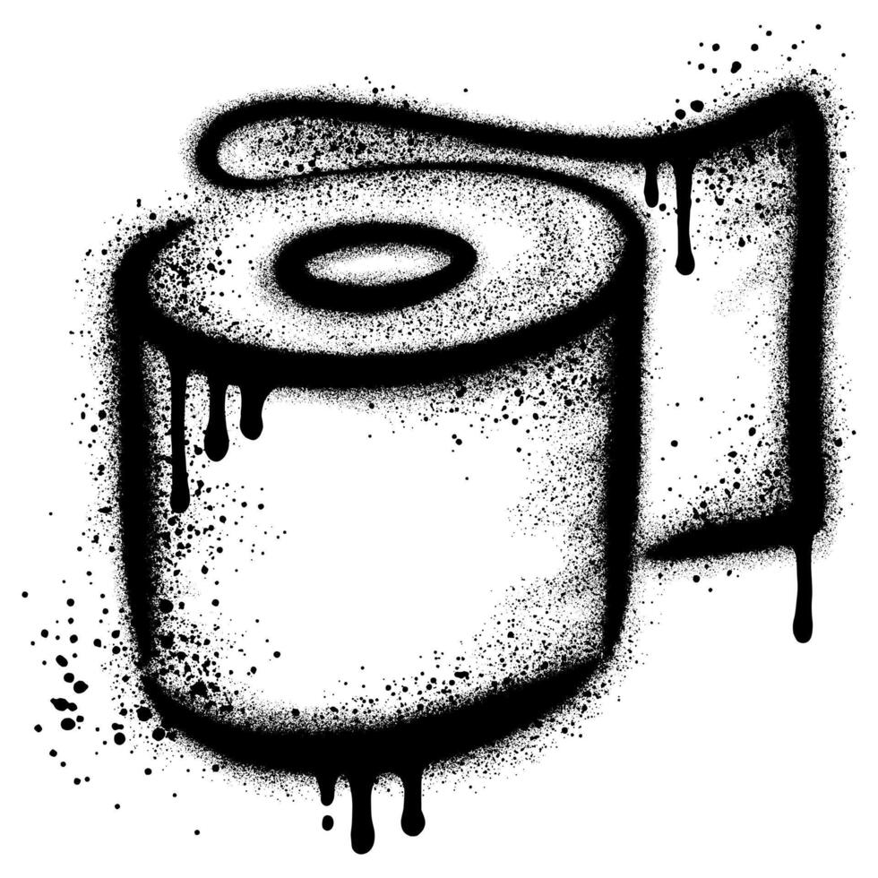 Tissue roll graffiti with black spray paint. vector