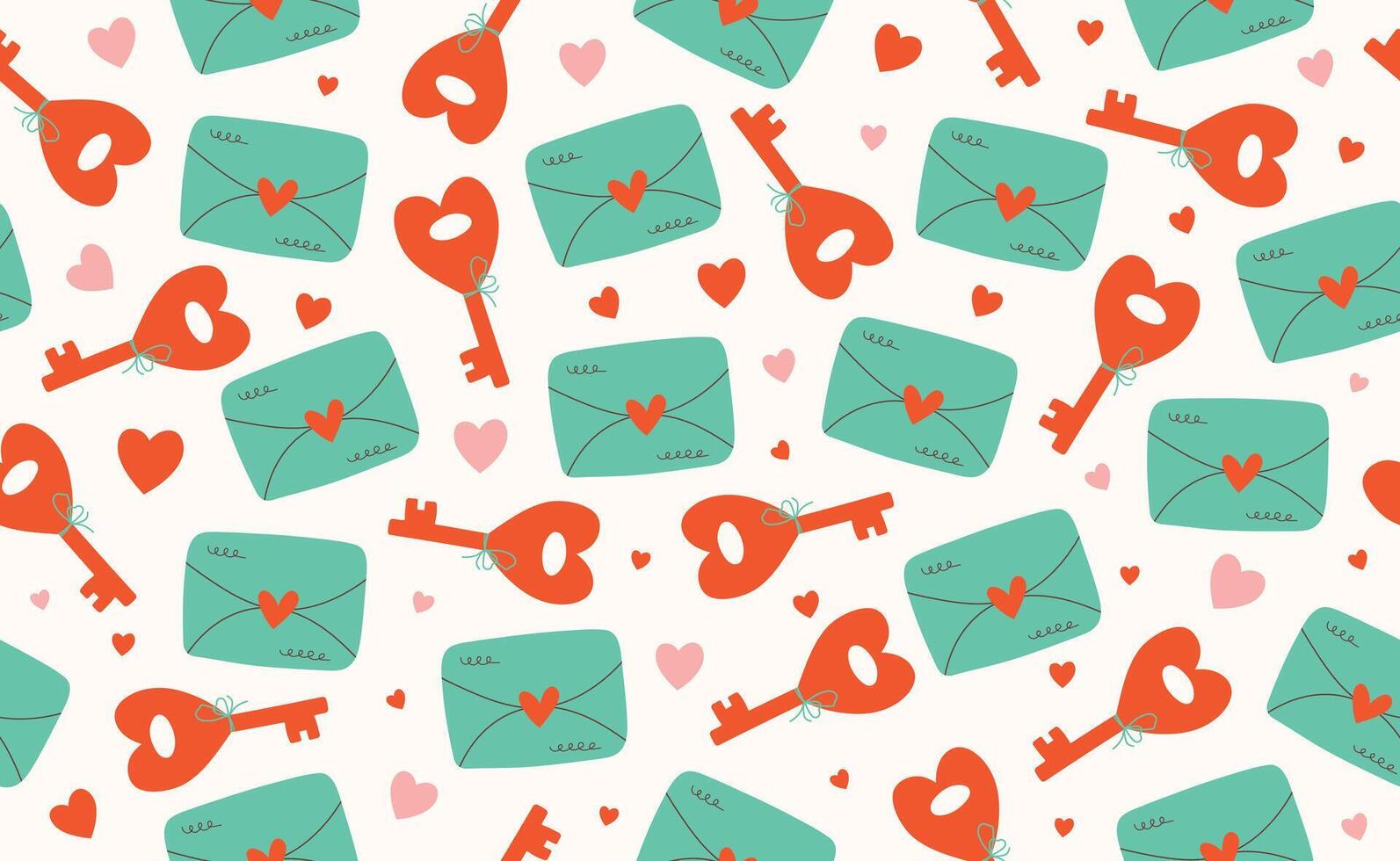 Hand drawn Valentine's day seamless pattern. Groovy cartoon sticker elements. 14 February coquette collection with heart. Funky Saint Valentine design in flat style. Isolated illustration. vector