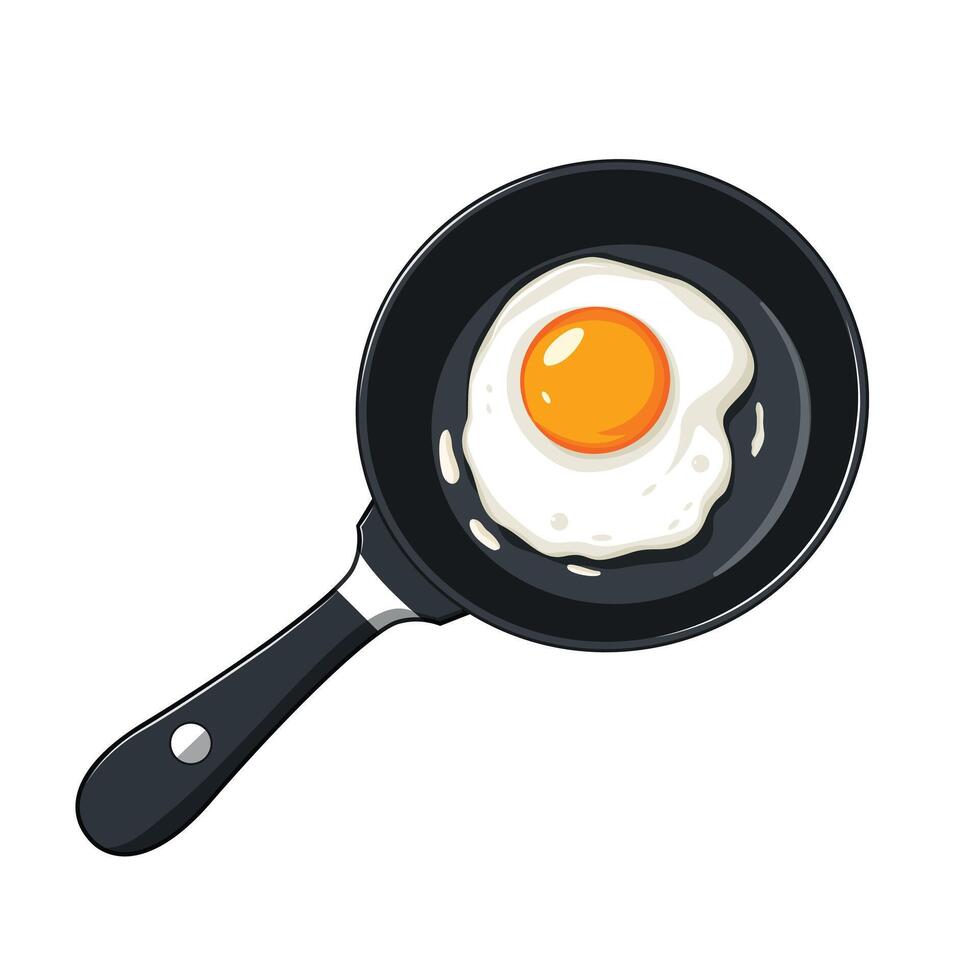 illustration of fried egg in a frying pan vector