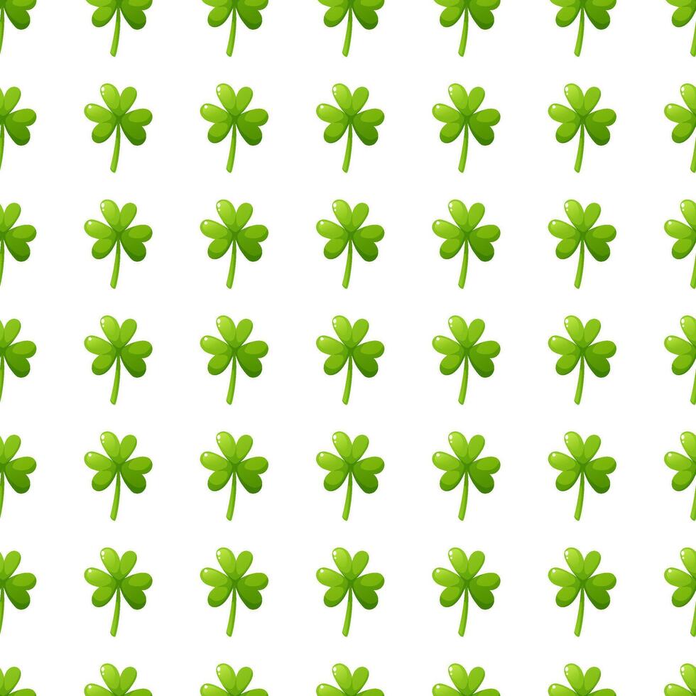 Seamless pattern of shamrock and clover on white background in honor of St. Patricks Day. Symbol of Ireland. Seamless pattern in the form of shamrock. vector