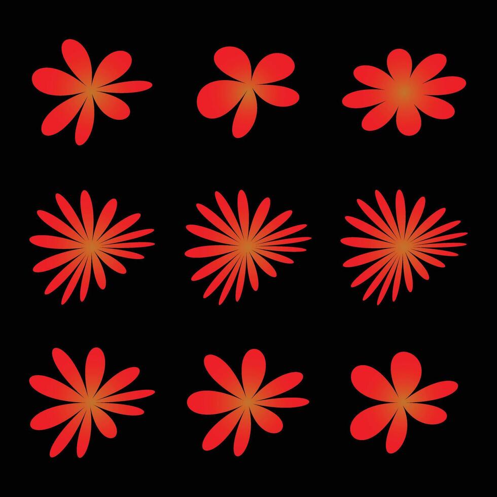 red flower shape collection vector