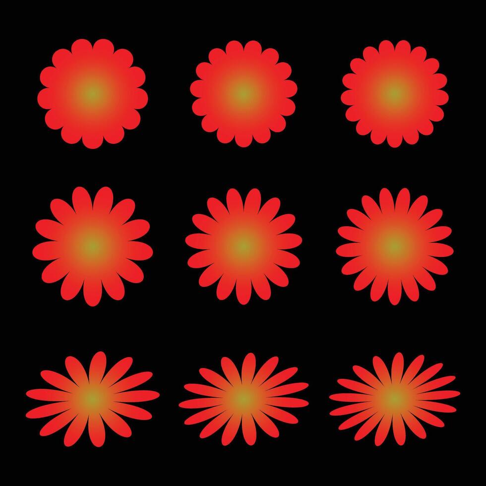colorful red flower shape collection vector