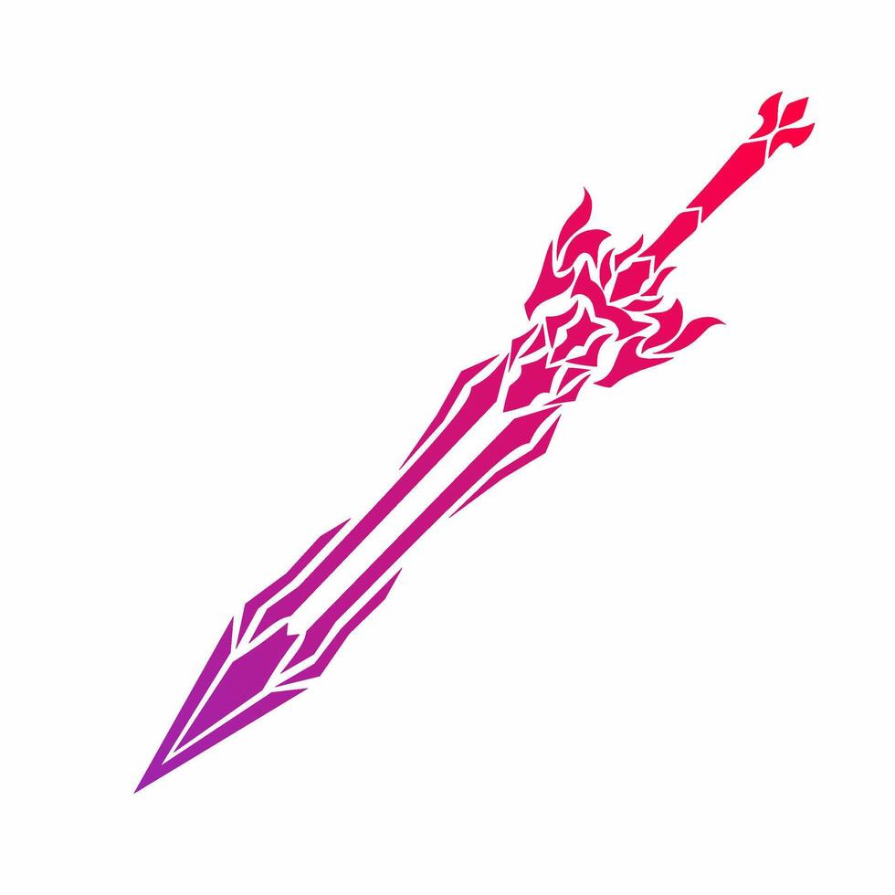 illustration graphic of tribal art design fantasy sword for tattoo vector