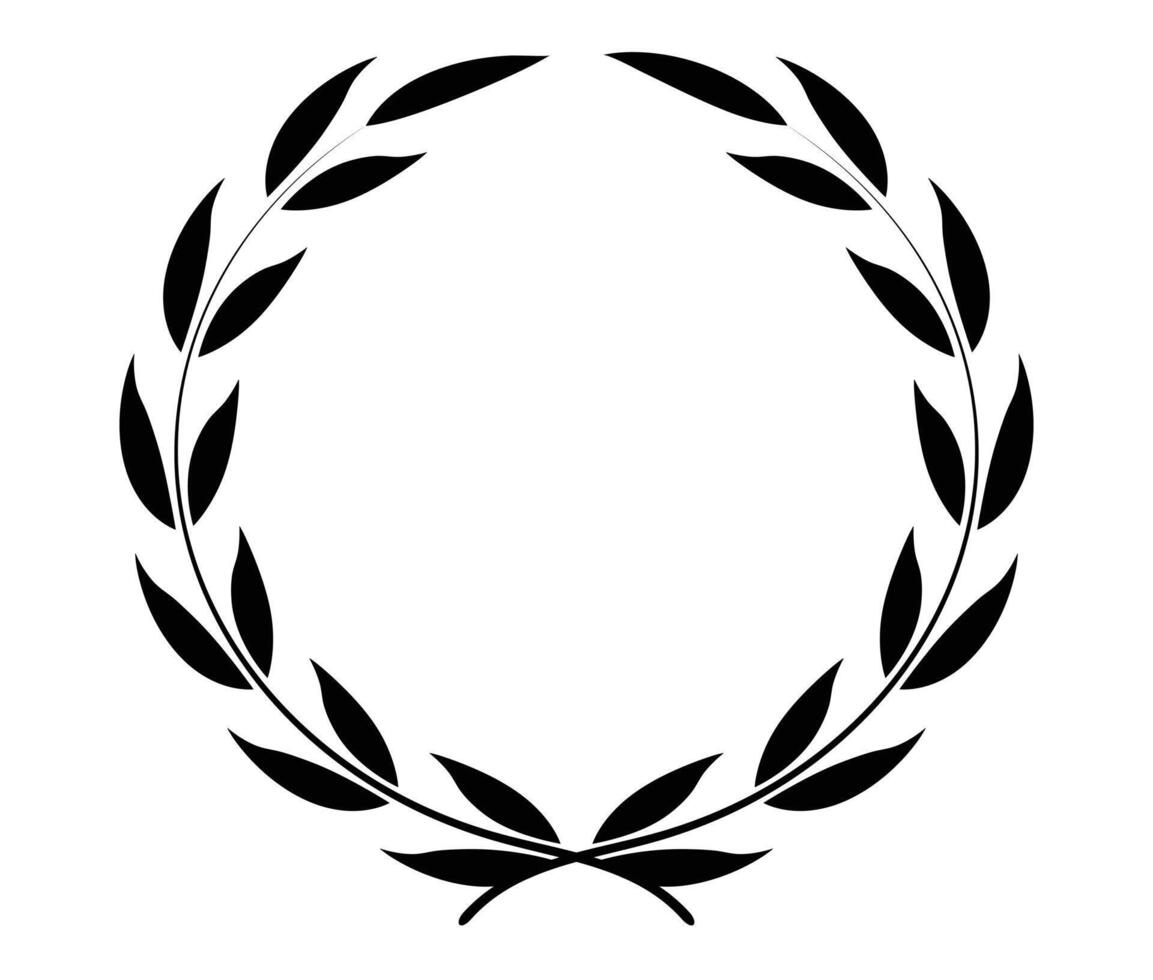 black laurel and foliate circle leaf design vector