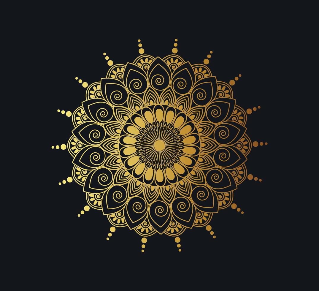 Creative Abstract luxury mandala design background in gold color. Decorative greeting card. Design for invitation, wedding card, Diwali, decoration.Indian, Arabic, Damask, Asian. vector