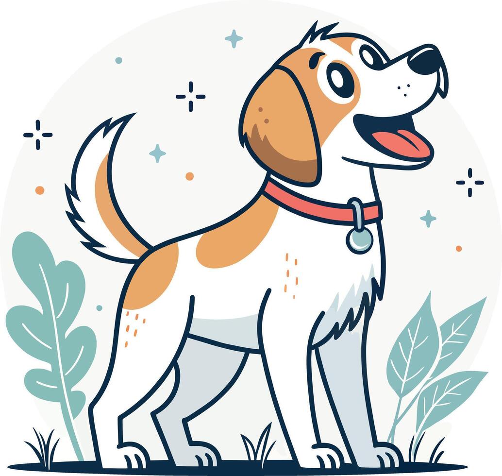 Cute cartoon dog looking up, perfect for pet lovers. vector