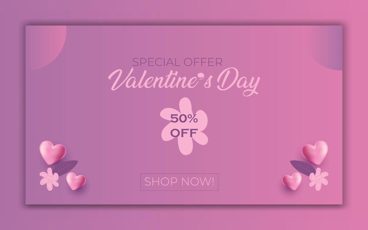 Valentines day Sale template with Heart illustration. Web banner, vector